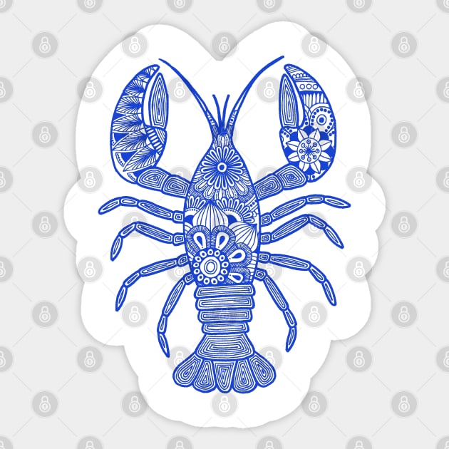 Lobster (blue and white vertical) Sticker by calenbundalas